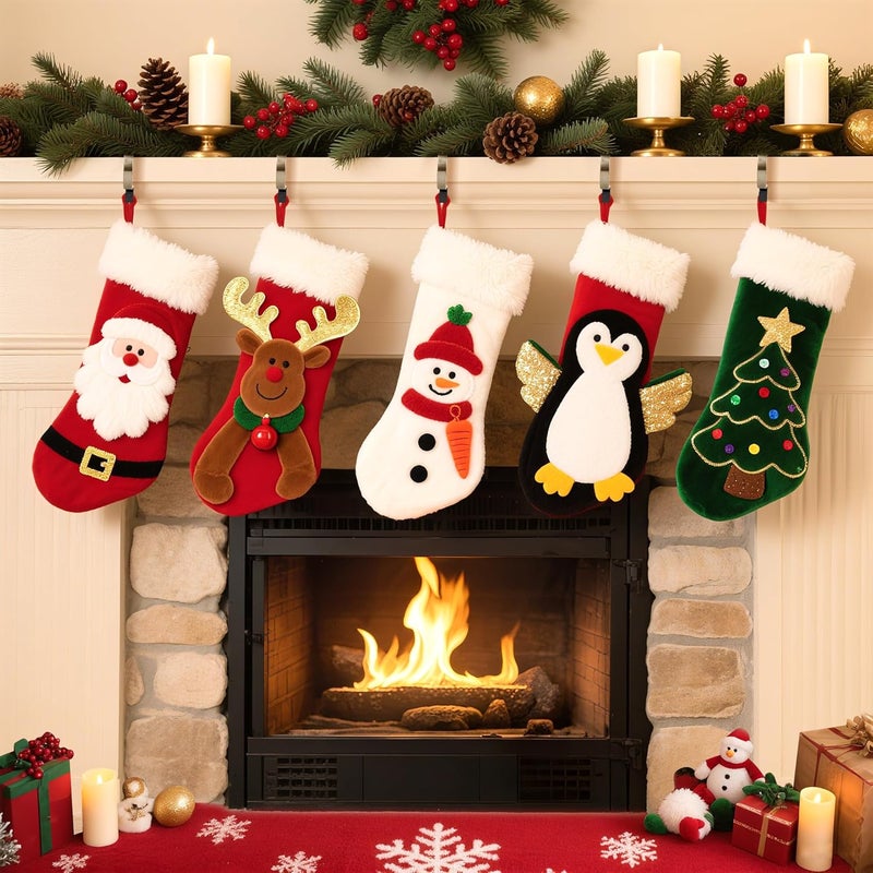 Doitory Christmas Stocking Holder Hanger,6 Pack Adjustable Stocking Holders for Mantle and Fireplace Metal Decoration for Xmas Holiday Party - Image 5